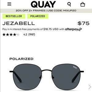 NWT Quay Jezabel black/smoke polarized sunglasses